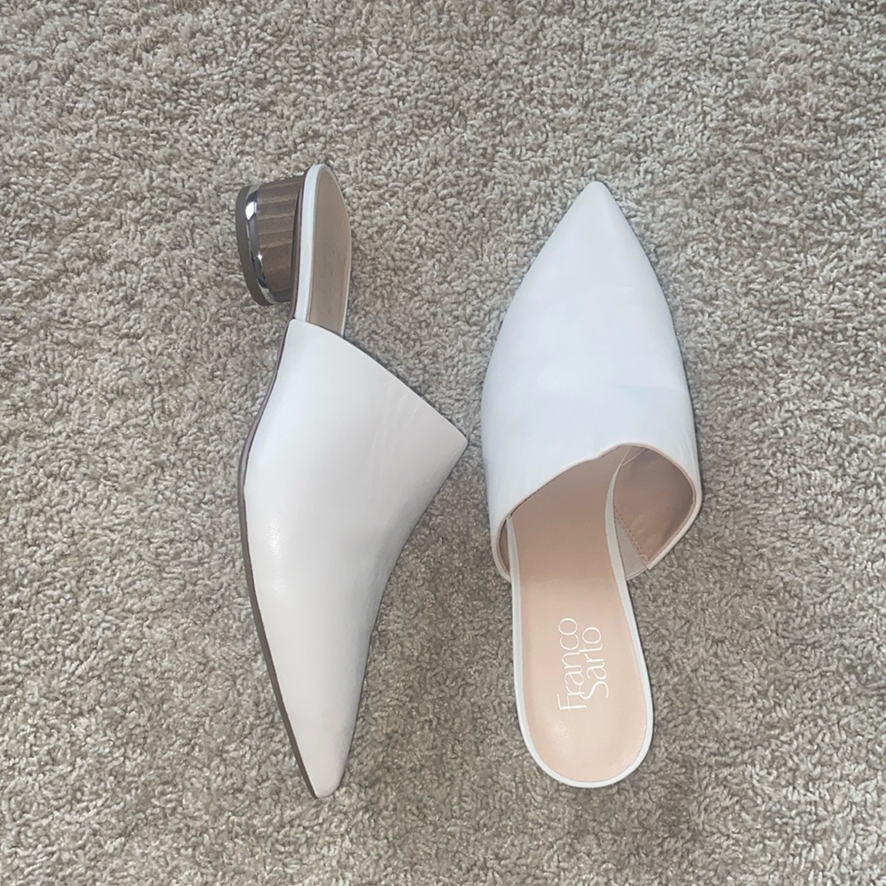 FRANCO SARTO Cream Leather Mules